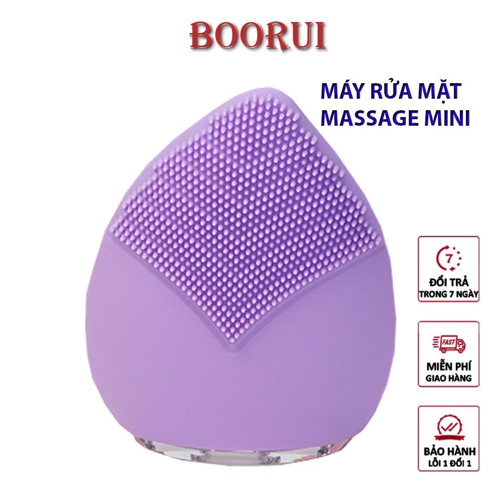 Máy rửa mặt mini massage BOORUI -1407: Silicone kháng khuẩn làm sạch sâu, tẩy da chết, làm đẹp da mặt, chông nước