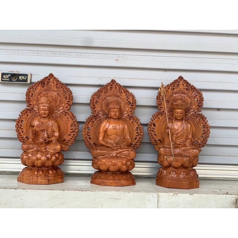 Bộ tượng tam thánh bằng gỗ hương 50cm