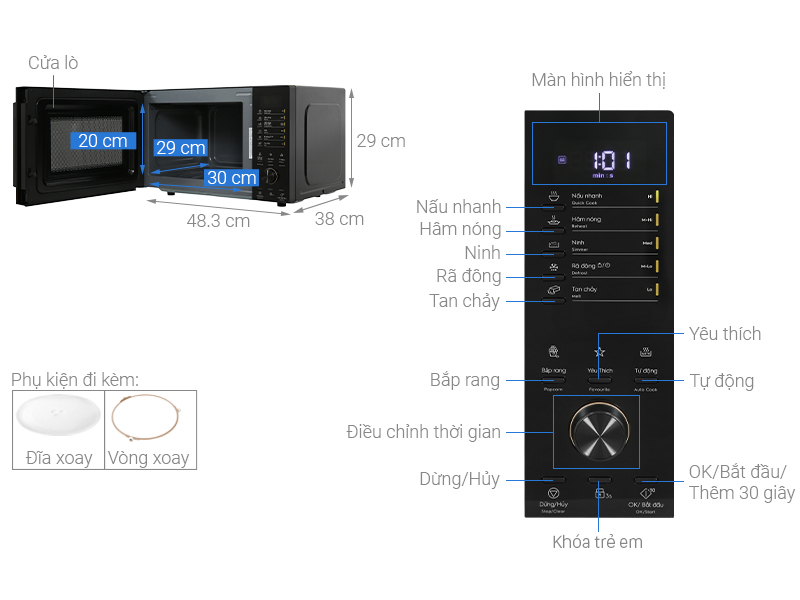 Lò vi sóng Electrolux EMM23D22B 23 lít Hàng chính hãng