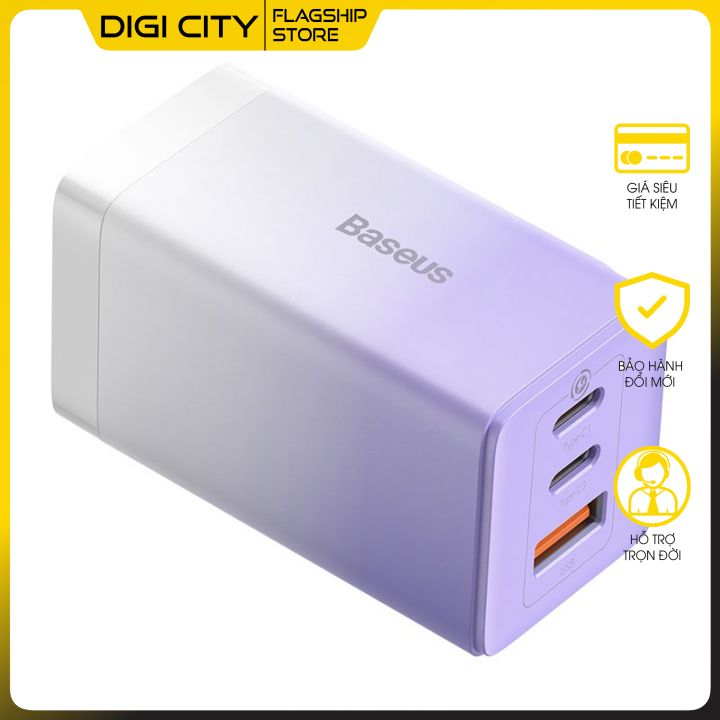 Bộ sạc nhanh Baseus GaN3 Pro Quick Charger 65W (Type Cx2 + USB , PD3.0/ PPS/ QC4.0/ SCP/ FCP Multi Quick Charge Protocol, GaN2 Technology) (hàng chính hãng)