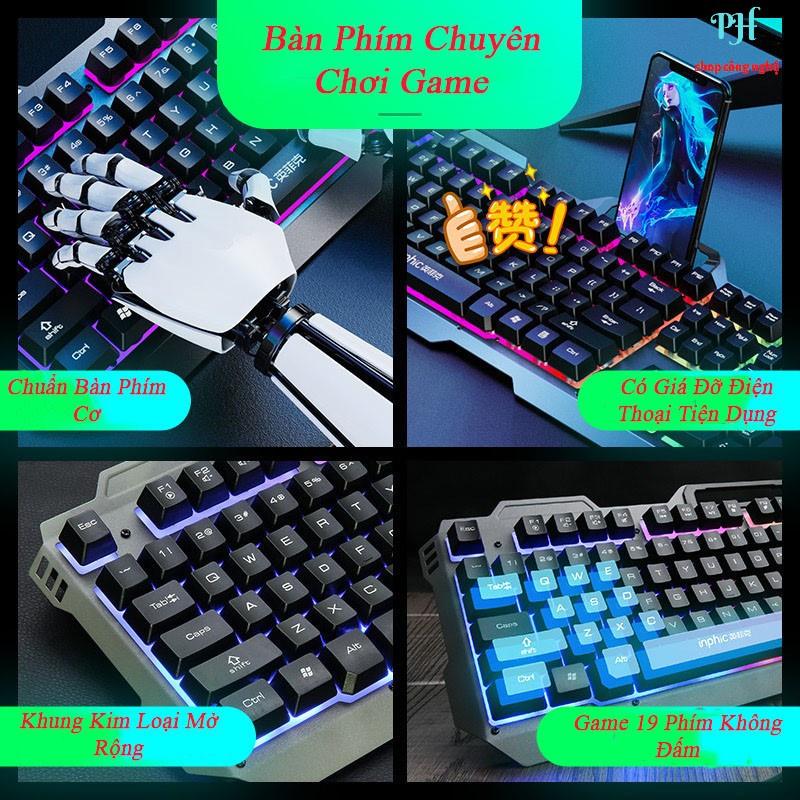 Bàn Phím Cơ Kim Loại V680 Có Dây Phím Có Đèn Nền Siêu Đẹp RGB Hỗ Trợ 4000DPI Chơi Game Chuyên Nghiệp - Hàng chính hãng