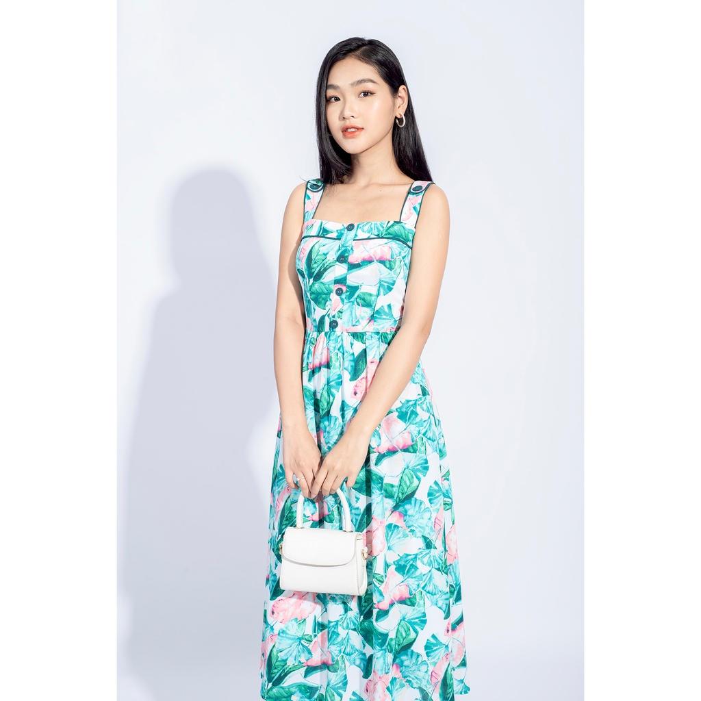 Đầm maxi hai dây, họa tiết MMOutfit M-DA020221150