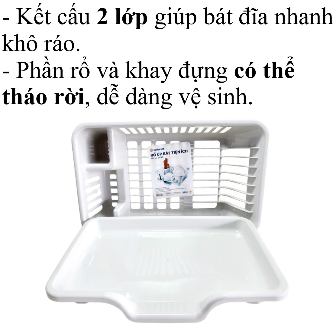Rổ Úp Chén Bát Tiện Ích Việt Nhật (3535) - Việt Nhật Plastic