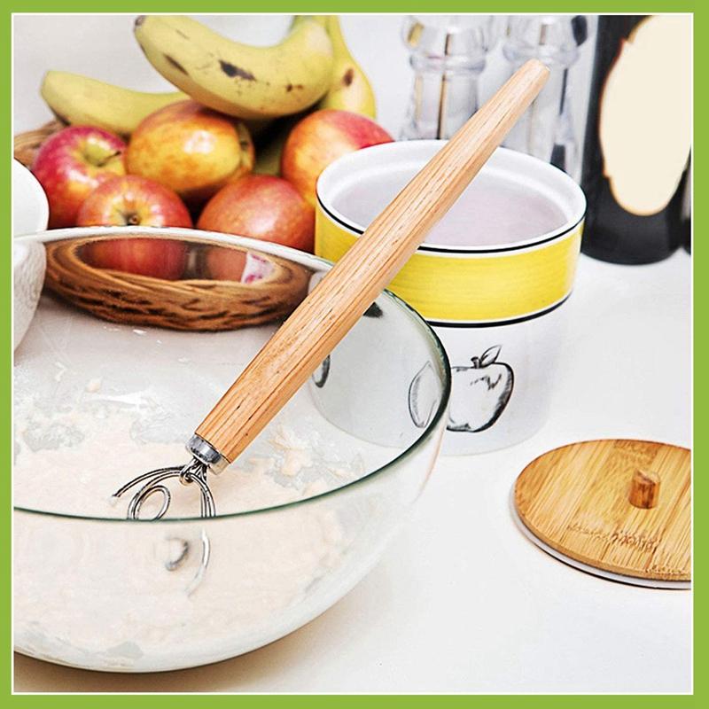 3 Đan Mạch Bột Cỏ Roi, Pha Trộn Đánh Dụng Cụ Nhà Bếp Nướng Tay Cầm Bằng Gỗ Hướng Dẫn Sử Dụng Bột Trộn