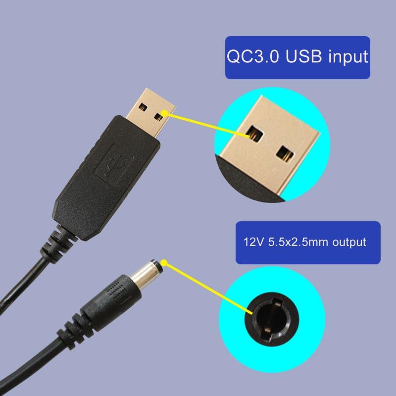QC3.0 USB đến 3,5/4.4/5,5mm 12V 1.5A Bộ chuyển đổi bộ chuyển đổi nguồn cung cấp điện cho máy ảnh bộ định tuyến WiFi