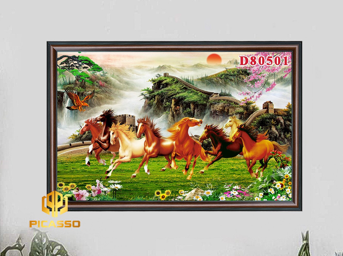 D805 32 Tranh kính cường lực Bát mã tung hoành