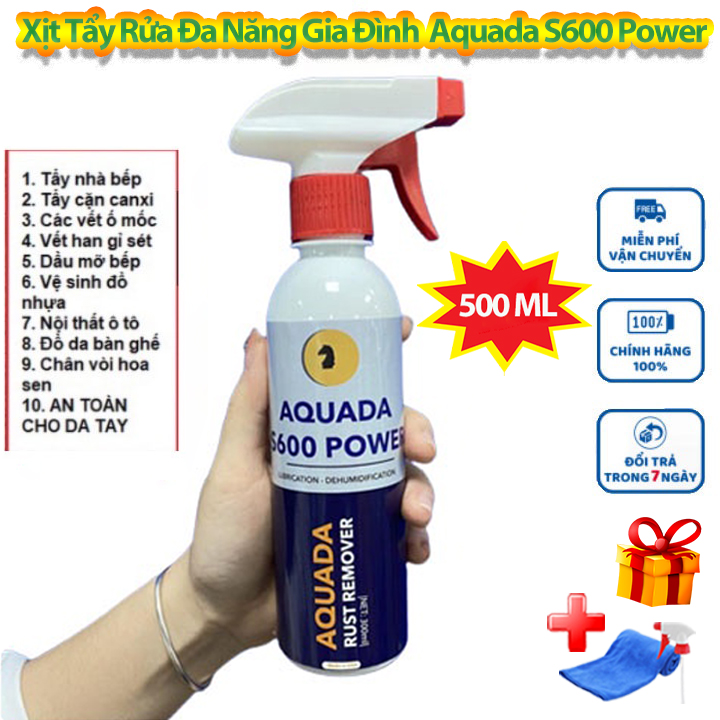 [ Tặng Khăn] Chai Xịt Tẩy Rửa Nhà Bếp, Gia Đình Aquada S600 Power 500ml - Tẩy Mọi Bề Mặt, Vật Dụng Nhà Bếp, Đồ Gia Dụng