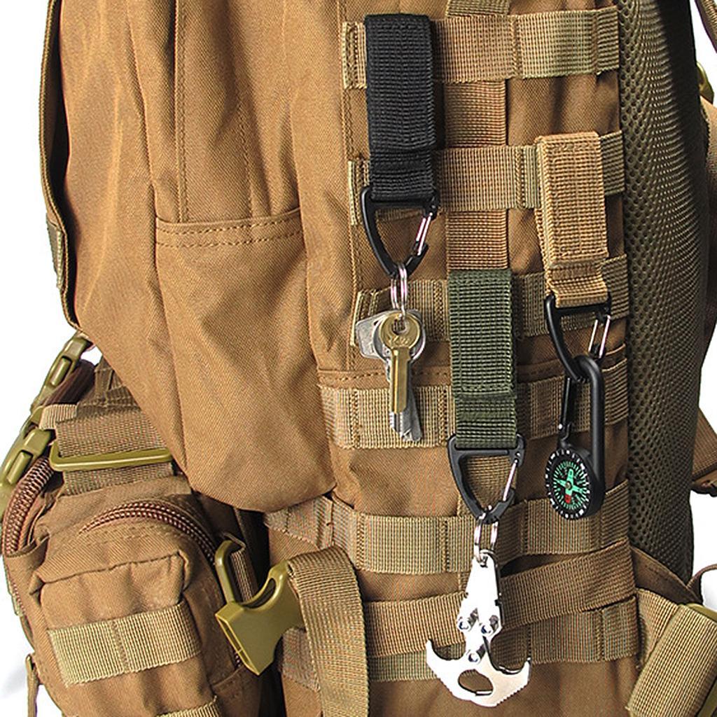 2pcs Molle Nylon Webbing Buckle Outdoor Camping Hiking Backpack Keychain Belt Holder Hanging Hook
