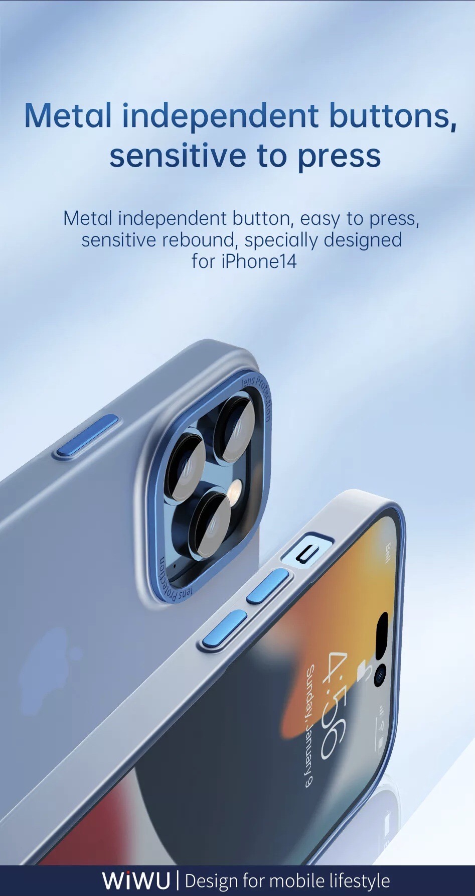 Ốp Wiwu Ultra Thin Frosted phone case UTFC-103 Cho Iphone 14 được làm bằng PC mờ, thiết kế trong suốt, chống oxy hóa, không dễ ố vàng - Hàng Chính Hãng