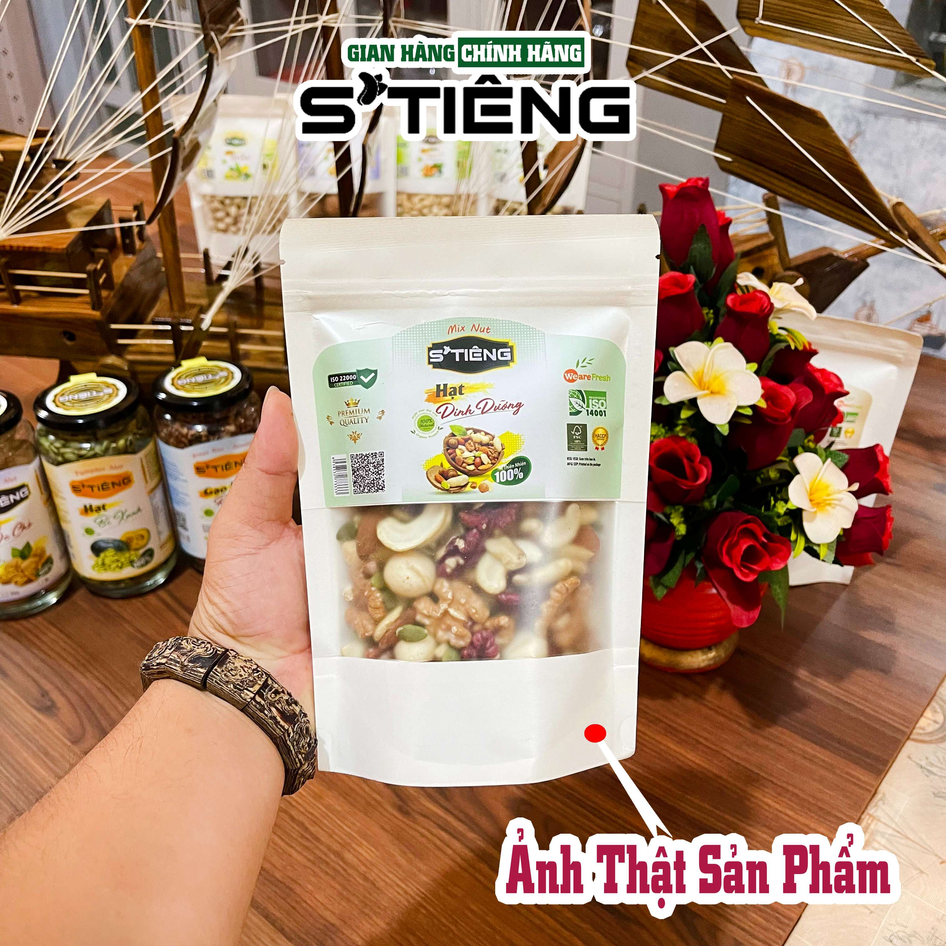 Hạt Dinh Dưỡng STIENG Mix Nuts 6 Loại Hạt Sấy Chín, Ngủ Cốc Granola Ăn Kiêm Giảm Cân, Hạt Macca, Hạt Hạnh nhân. Hạt Óc Chó, Hạt Điều, Hạt Bí