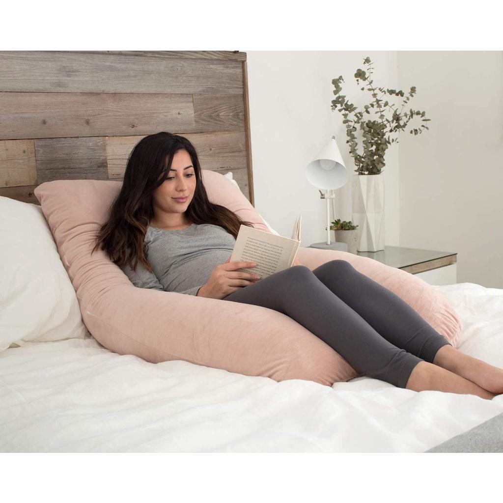Gối Ôm Bà Bầu Chữ U Vải Nhung Mềm Mại