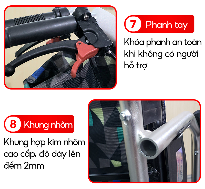 Xe lăn khung nhôm NIKITA, Trọng lượng nhẹ, kích thước xếp gọn siêu nhỏ, có quai xách để xách tay - NIKITA BH 12T