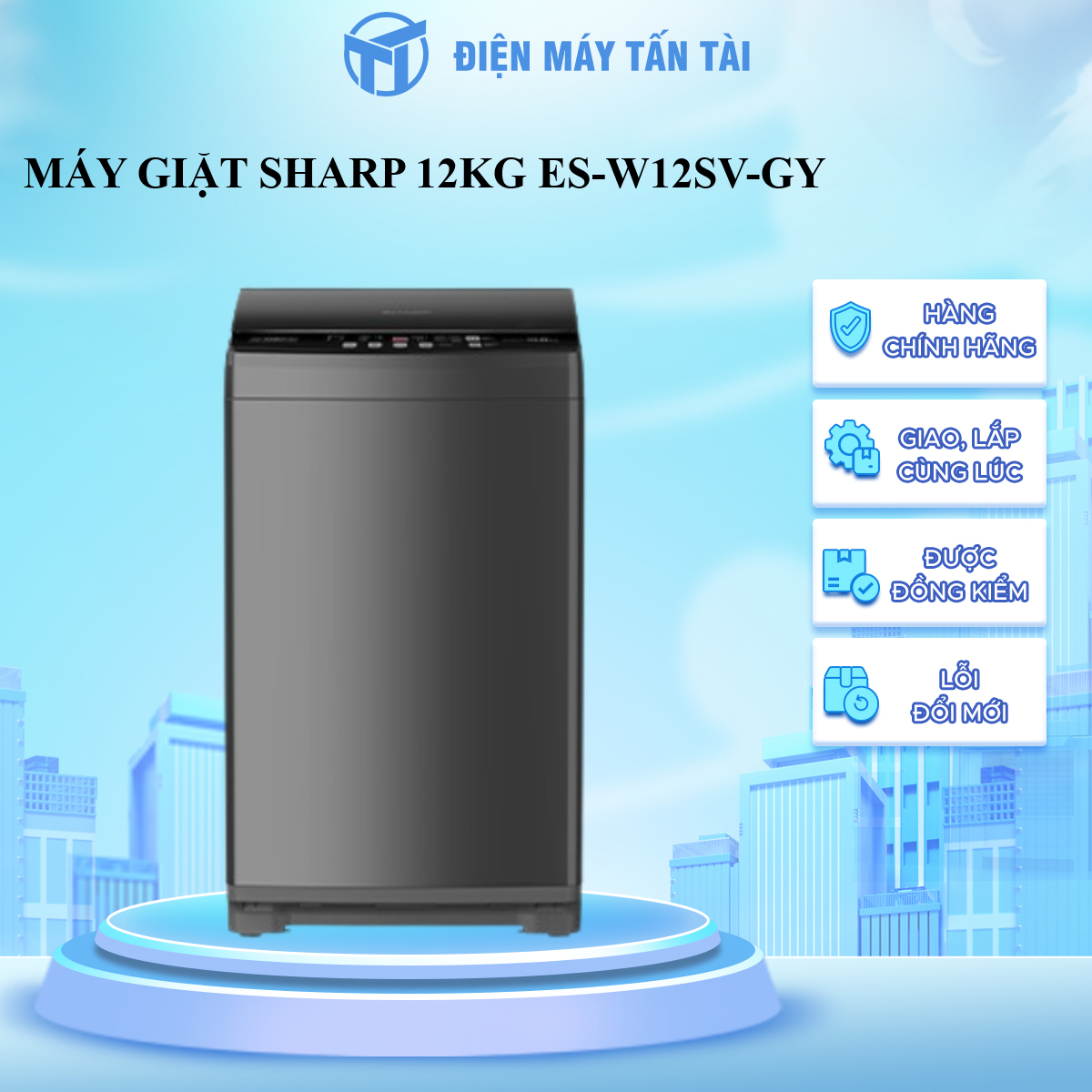 ES-W12SV-GY - MÁY GIẶT SHARP 12KG ES-W12SV-GY - Hàng Chính Hãng - Chỉ Giao Hồ Chí Minh
