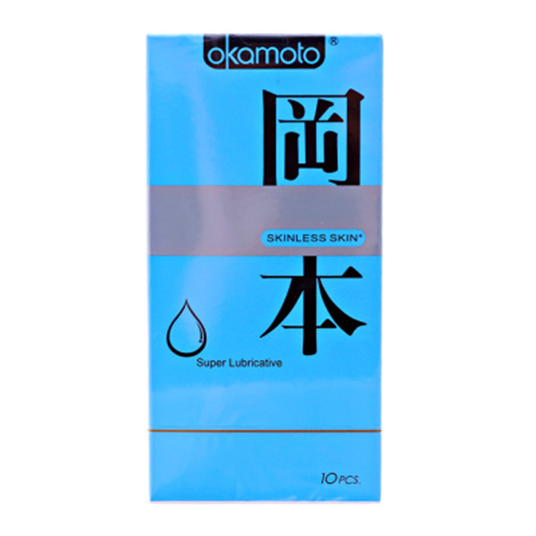 Bao Cao Su Tăng Cường Gel Bôi Trơn Okamoto Skinless Skin Super Lubricated Hộp 10 Chiếc