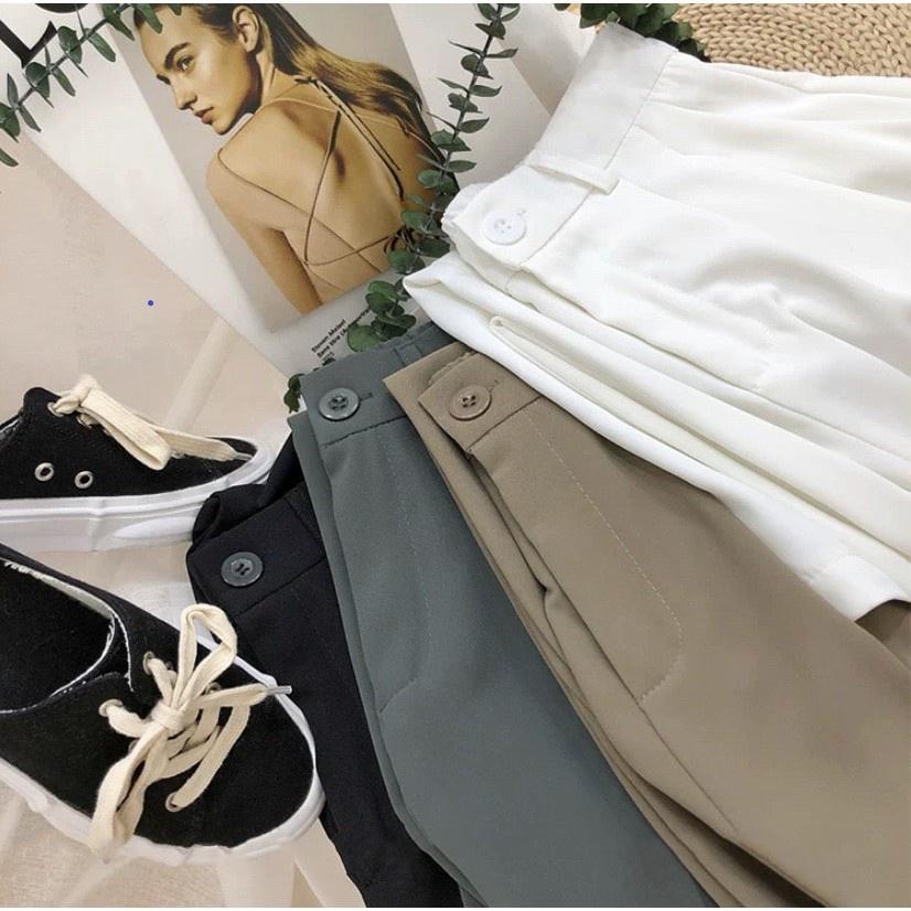 Quần Ống Suông Culottes Ulzang Dáng Dài - Quần ống Rộng Nữ Thiết Kế Cạp Cao Lưng Chun Chất Liệu Lụa Cát Hàn Cực Mềm Mịn