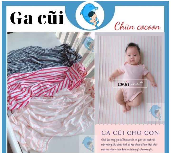 Ga Bọc Nệm Cũi Chũn Nest Mát Mịn Mềm Mại Thấm Hút Tốt An Toàn Cho Bé