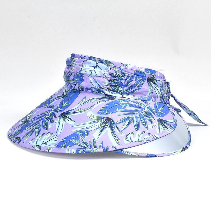 Mùa Hè Nữ Vành Rộng Trống Đầu Che Nón Đạp Xe Tretchable Quấn Nơ Màu Miếng Vải Lớn Vành Đi Biển Chống Tia UV Mũ Lưỡi Trai