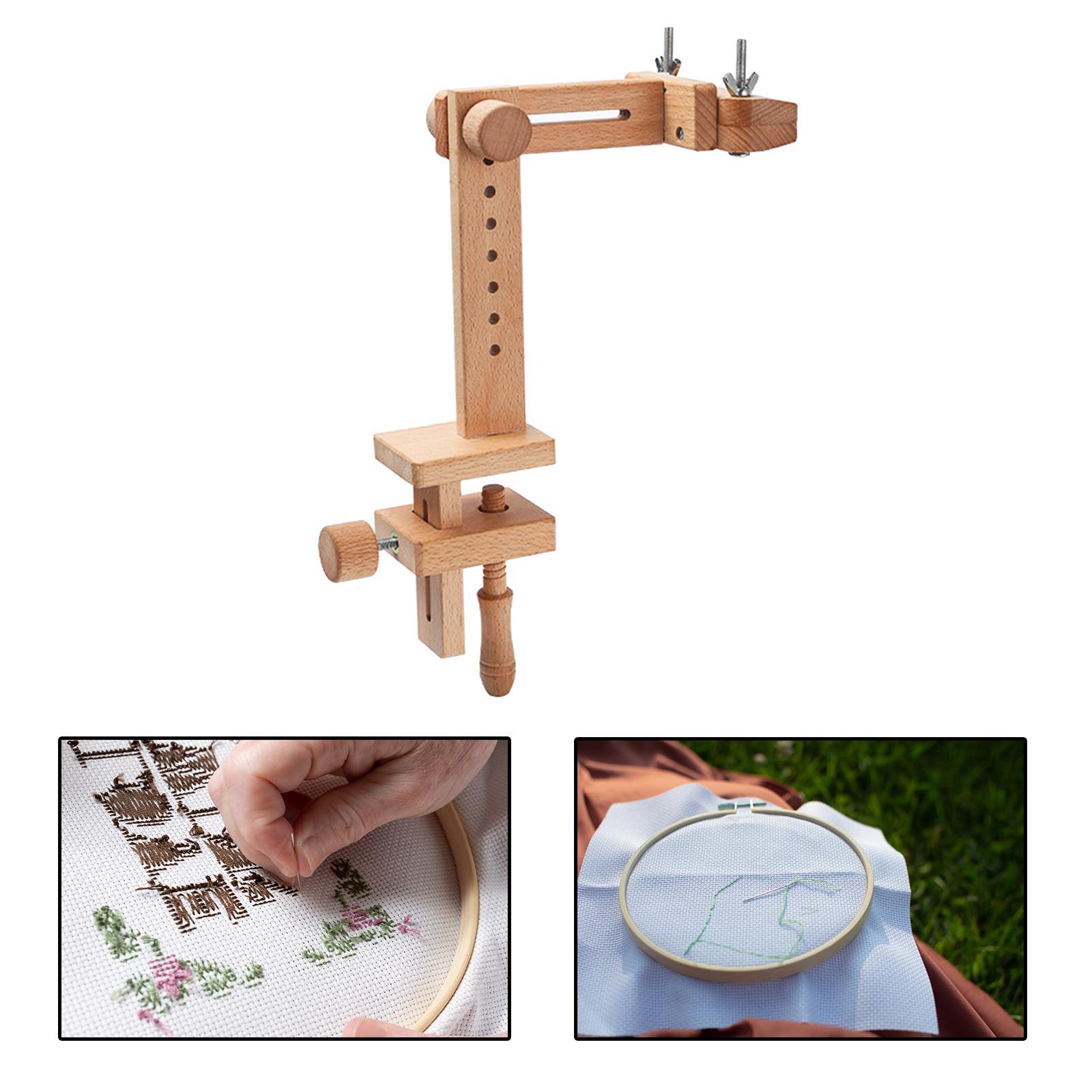 Wooden Frame Cross Stitch Embroidery Hoop Holder Needlework Sewing Tool