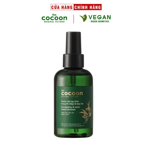 Nước xịt rửa tay khô Khuynh Diệp &amp; Bạc Hà Cocoon 140ml sạch khuẩn, không gây khô da thuần chay