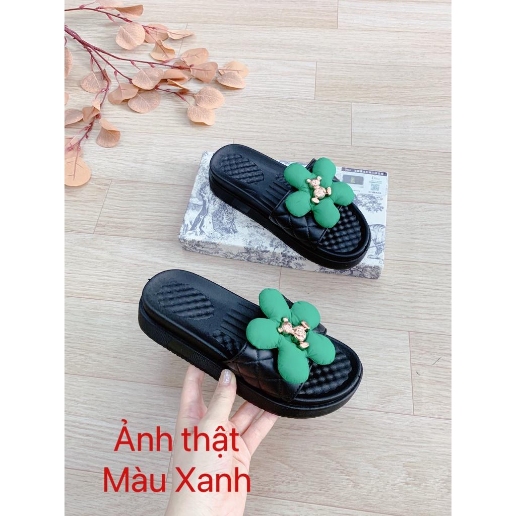 Dép nữ tag hoa gấu đế bánh mì cao 4 phân