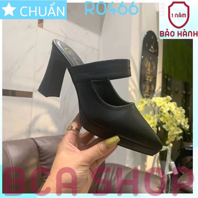 Giày cao gót nữ 8p RO466 ROSATA tại BCASHOP bít mũi, hở gót, gót trụ cùng màu thân - màu đen