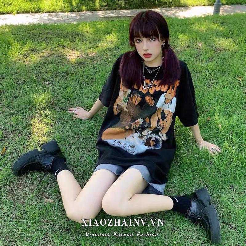 Áo Thun Tay Tay Lỡ In Hình Travis Scott Áo Phông unisex Form Rộng Phong Cách Hip Hop