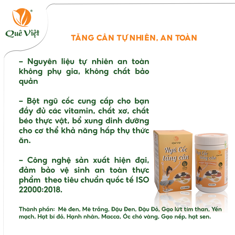 Ngũ Cốc Tăng Cân Quê Việt - 100% nguyên liệu hữu cơ - Bổ xung dinh dưỡng, tăng cân tự nhiên