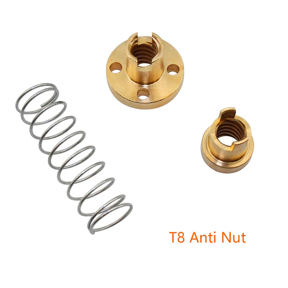 Máy in 3D T8 Vít chì OD 8 mm Pitch 2 mm dẫn 2 mm/8 mm 200mm 250mm 300mm 350mm 400mm 450mm 500mm với đai ốc để reprap