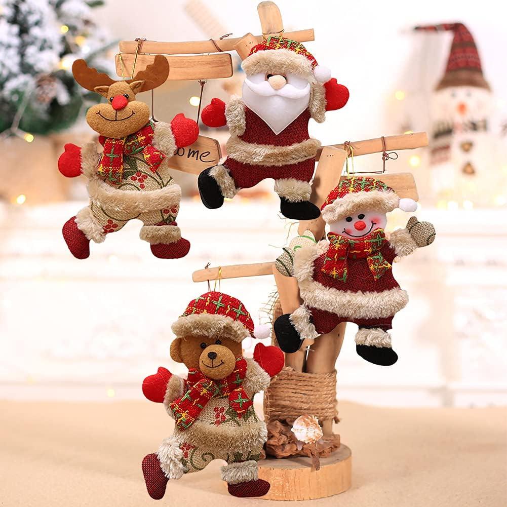 Bộ 4 mặt dây chuyền cây thông Noel trong vải, treo