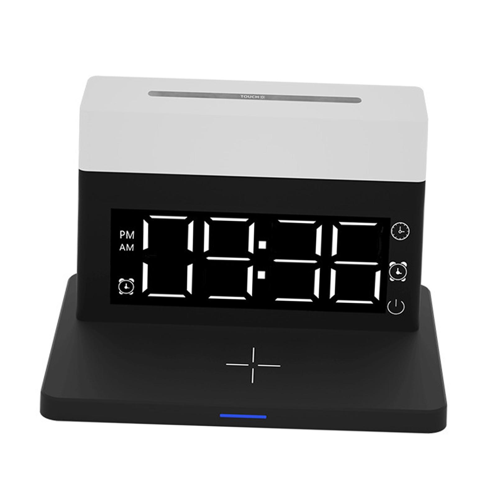 Digital Clock Wireless Charger Night  for Watch Dimmable  Black