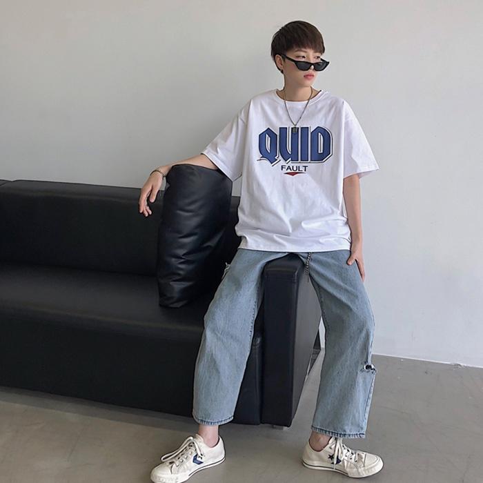 Áo thun nam form rộng in hình QUID, thời trang phong cách trẻ