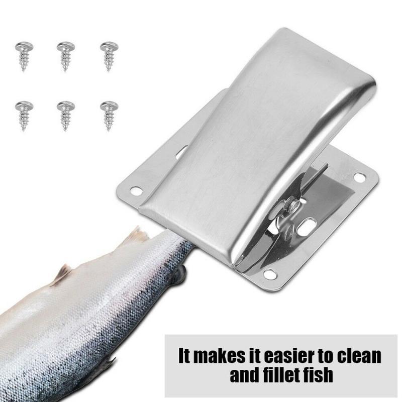1Pc Stainless Steel Fish Fillet Clamp Deep-jaw Fish Tail Clip with 6Mounting Screws for Fishing Board Pesca Fish Cleaning Tools8