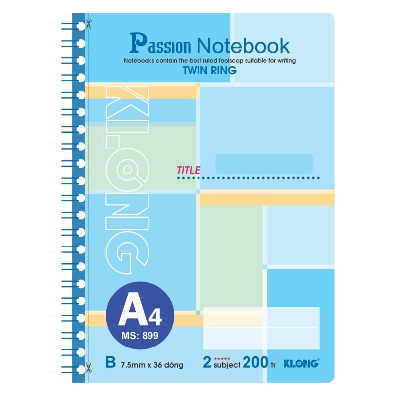 Sổ kẻ ngang lò xo kép KLONG A4 200 trang 70/92; MS: 899