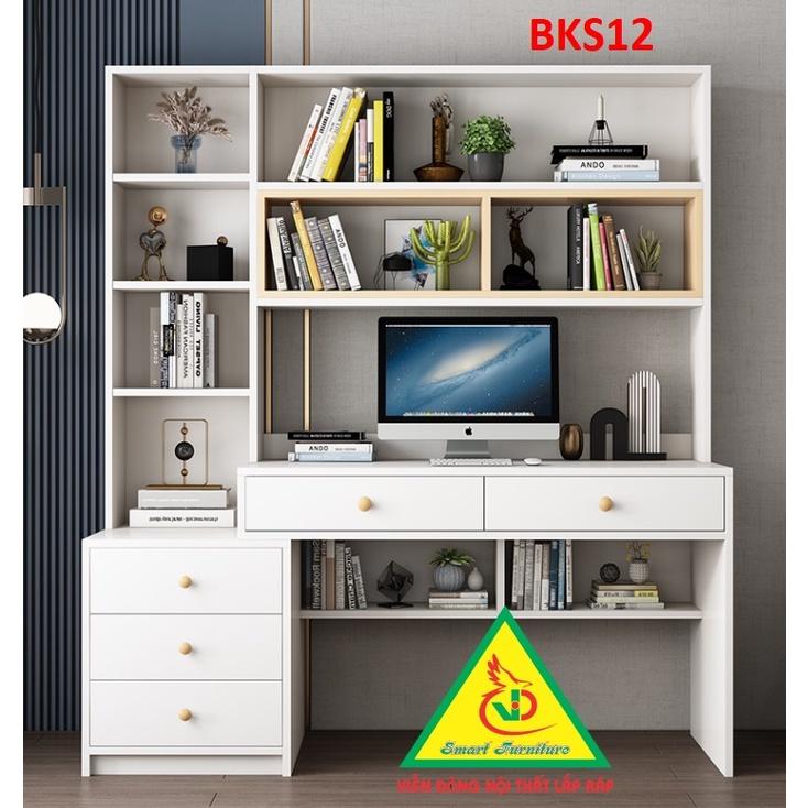 Bàn làm việc, bàn học khung sắt mặt gỗ BKS12 - Nội thất lắp ráp Viendong Adv