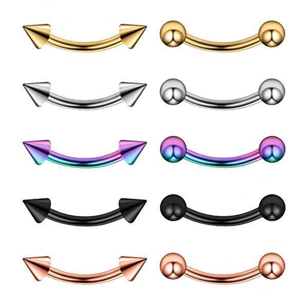 2-7pack 10Pcs 16G Stainless Steel Eyebrow Ear Lip Navel Ring Piercing Jewelry