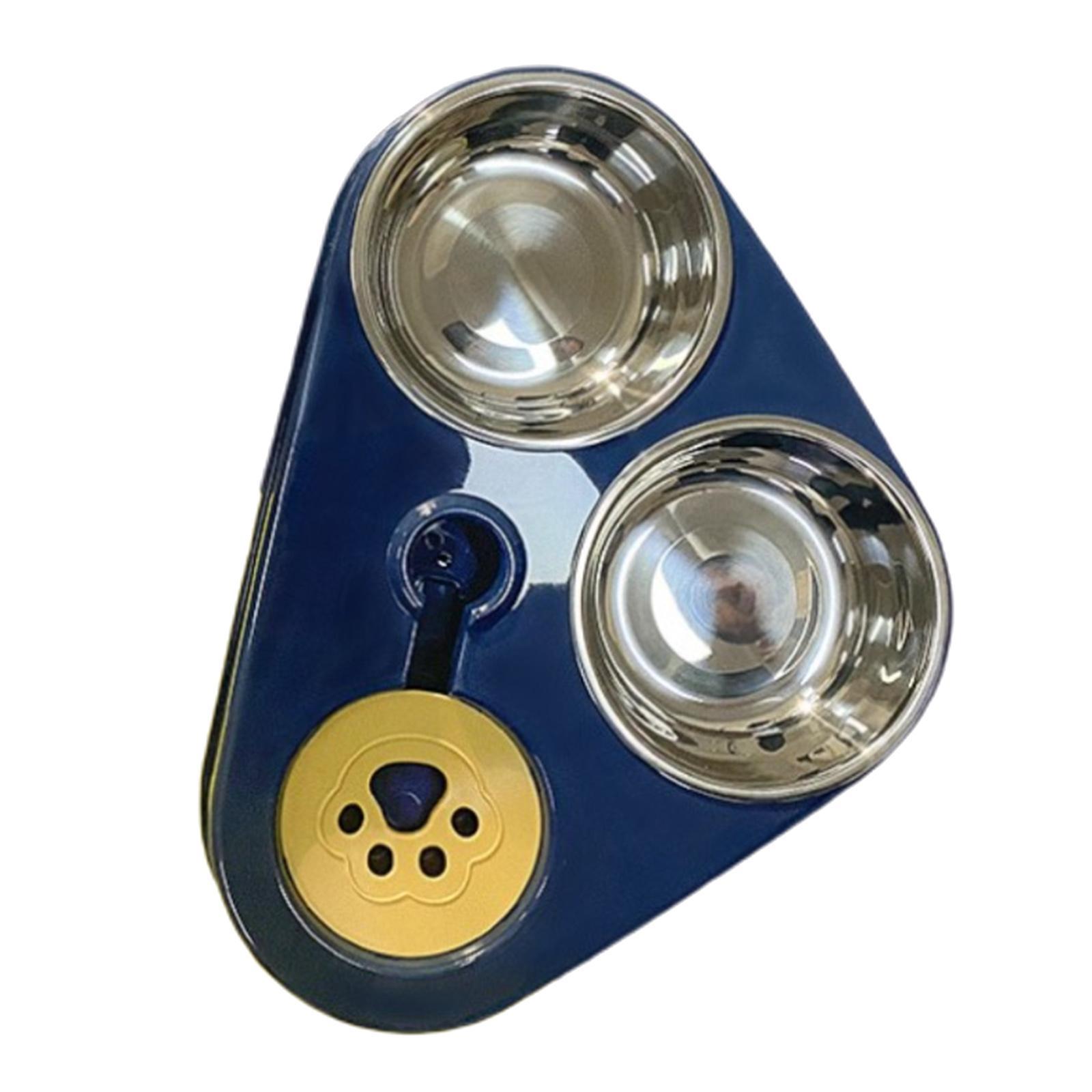 Automatic Water Dispenser & Food Bowl Set Stainless Steel Bowl Dark Blue