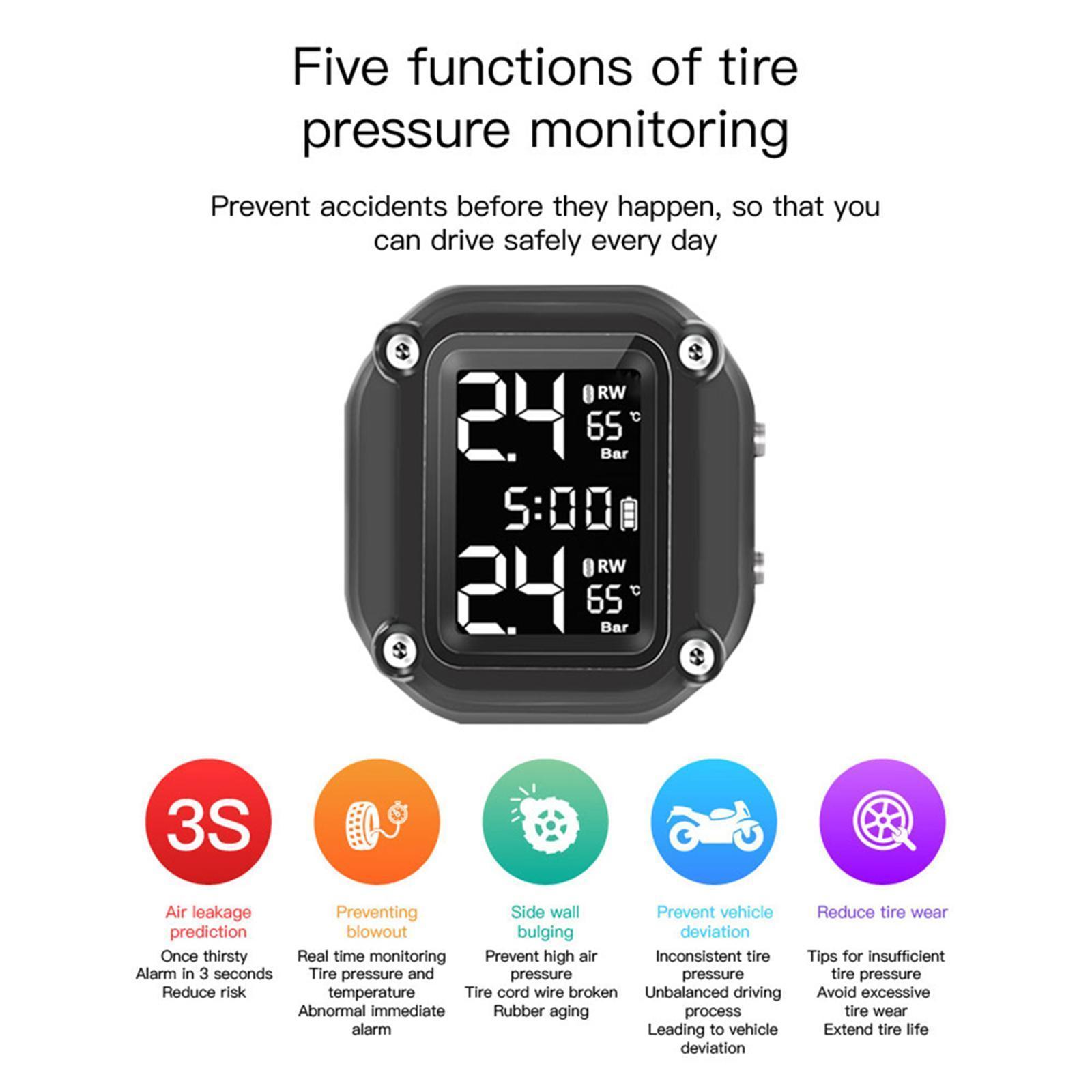 Motorcycle  Tire Pressure Monitoring System Warning Gauge Easy install