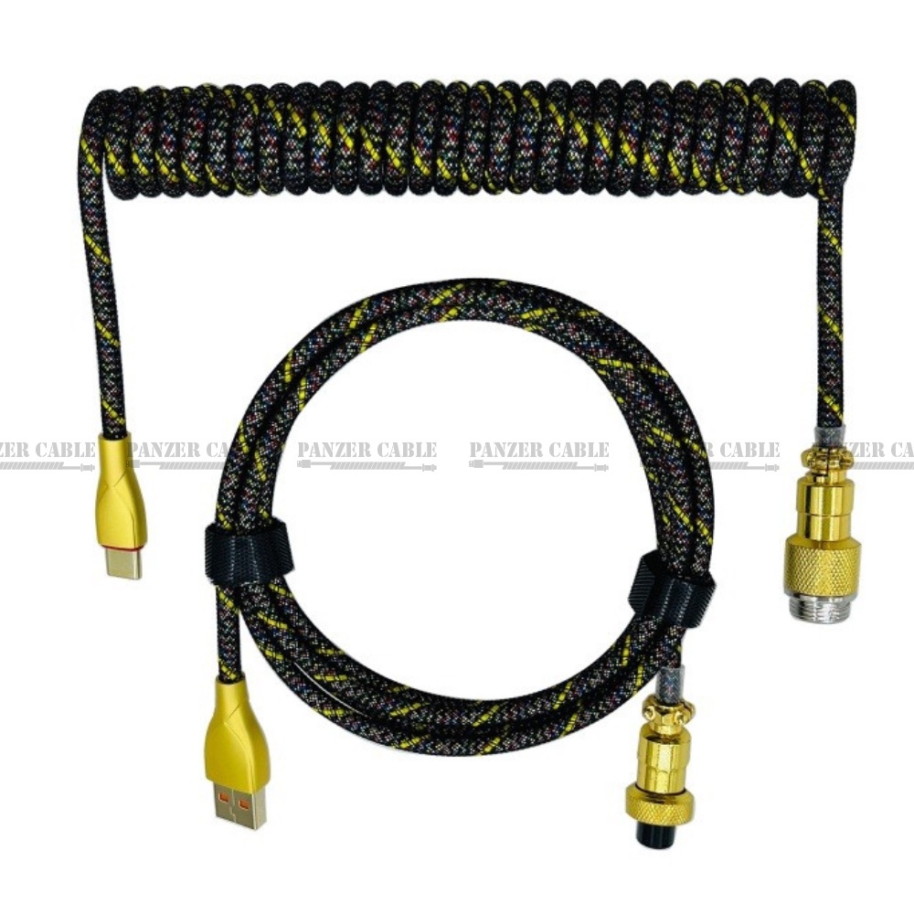 Dây cáp bàn phím cơ type C custom chất liệu dù siêu bền, dạng xoắn lò xo kết nối siêu nhanh Coiled Cables Yorn Store Hàng Chính Hãng