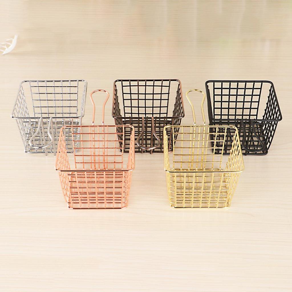 Metal Iron Mesh Strainer Fry Basket Kitchen Colander Sifter Black S
