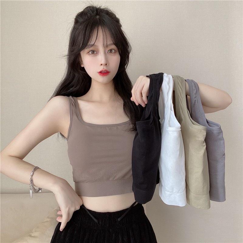 M58. Áo 2 dây Thun Nữ Croptop Mềm Sẵn Đệm Ngực Siêu Hot 233