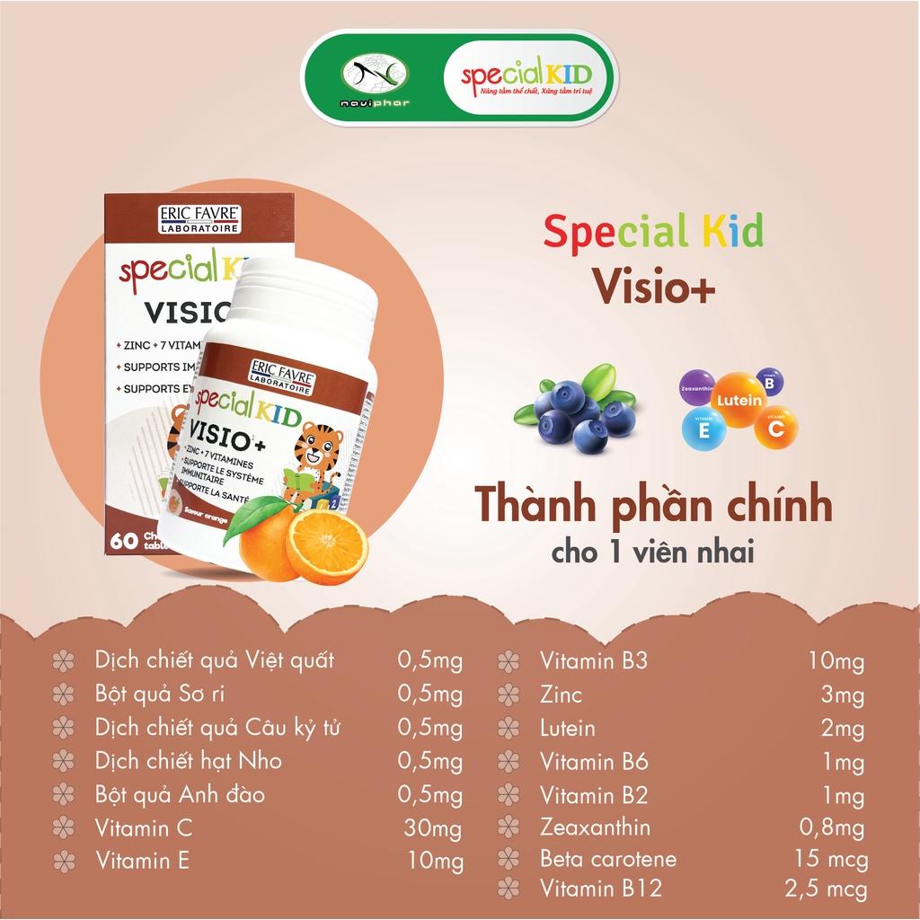 [Hộp 60 viên] TPBVSK Special Kid Visio+ Viên ngậm, nhai cho đôi mắt khoẻ mạnh, giảm mỏi mắt, khô mắt [Nhập khẩu Pháp]