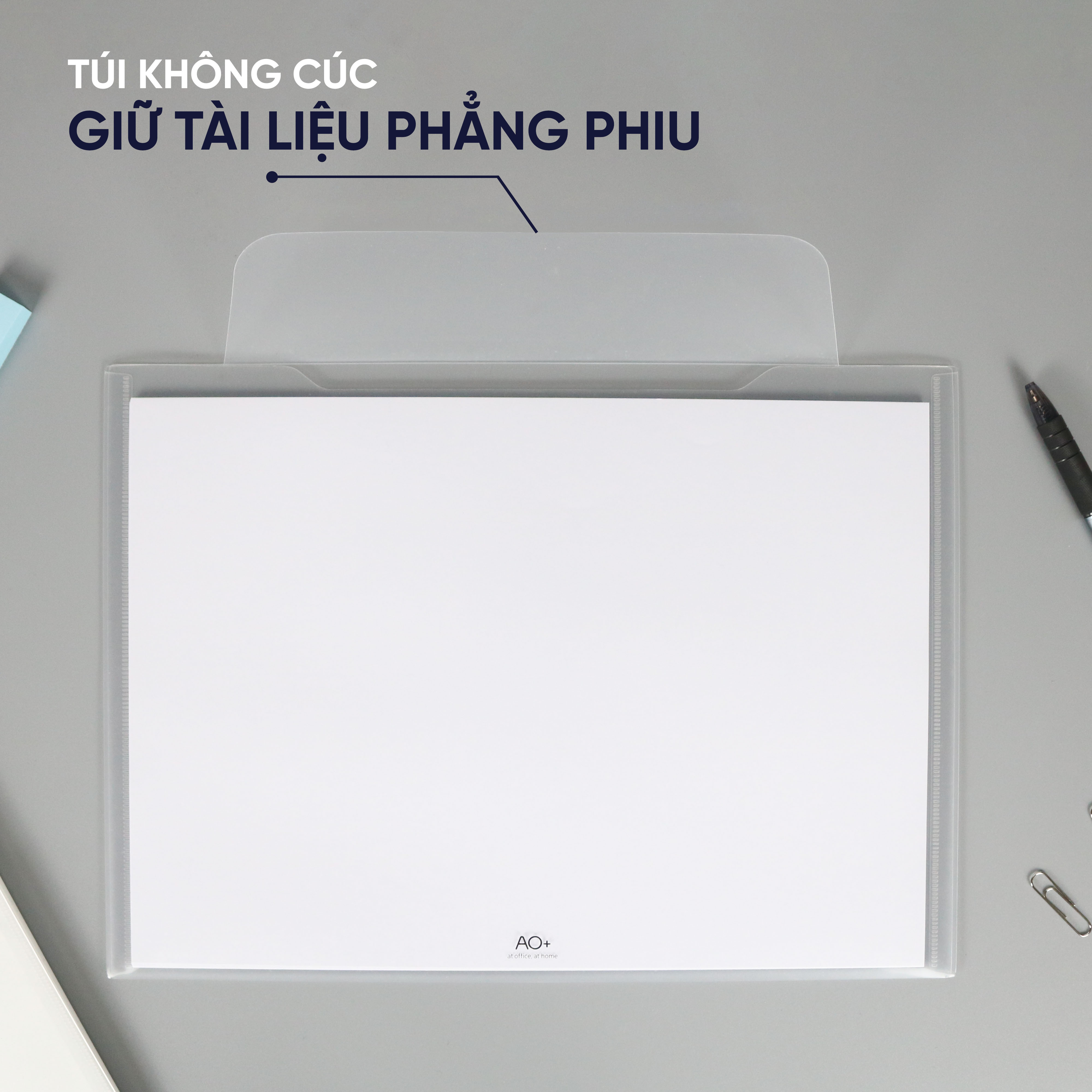 Túi Đựng Tài Liệu A4 Clear Bag AO+ Không Khuy Cài