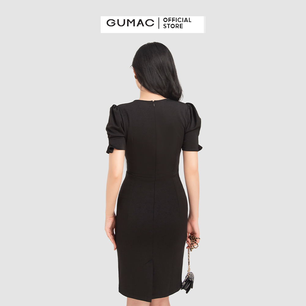 Đầm dáng ôm GUMAC DB12038 cơ bản tay lỡ