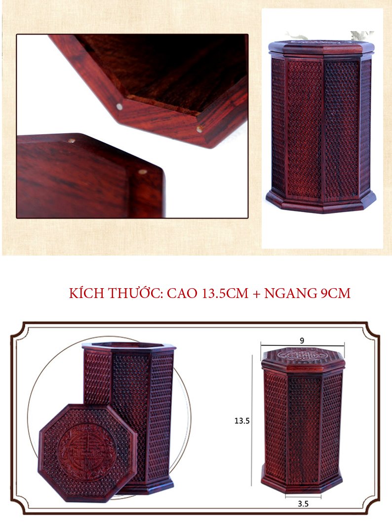 Hộp trà mini gỗ trắc kiểu bát giác -TD08