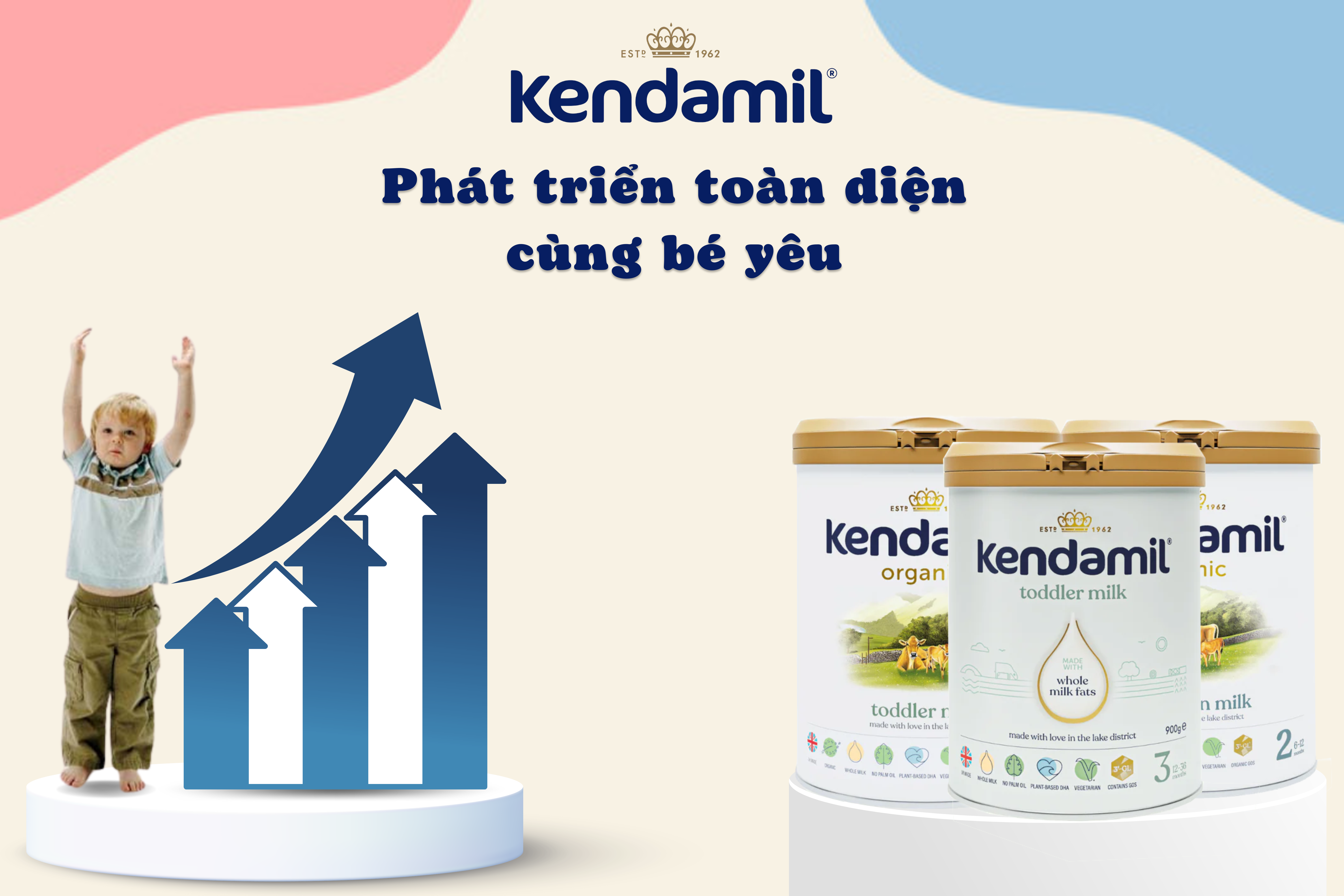 Sữa Kendamil Organic số 3 - 800g (1-3 tuổi) - Nhập khẩu Vương quốc Anh