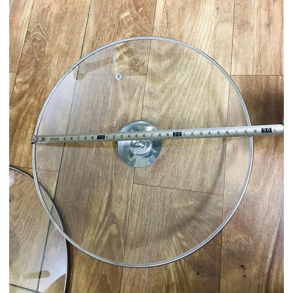 Nắp vung kính cường lực viền inox size 28.5 và 30.5cm