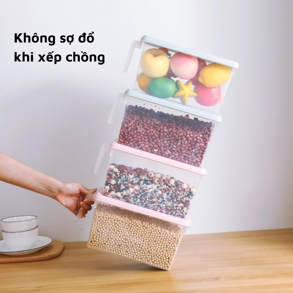Hộp đựng thực phẩm thức ăn tủ lạnh tủ bếp cỡ lớn có tay cầm đa năng hộp trong suốt có nắp đậy tiện ích thông minh
