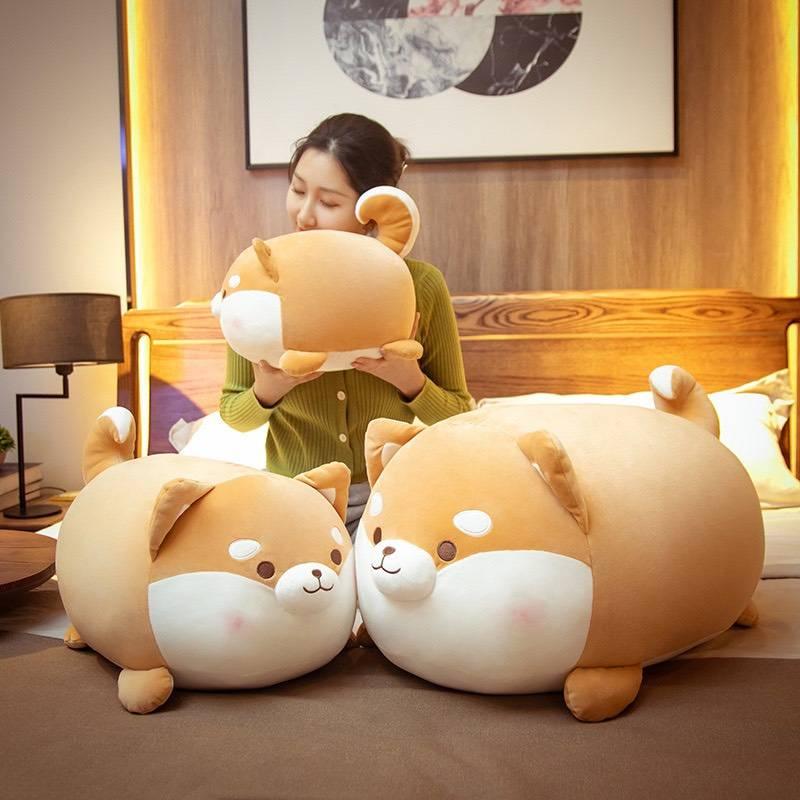 Gấu Bông Chó Corgi Tròn Dễ Thương, Thú Nhồi Bông Shiba Inu Chó Nhật Cute Cao Cấp