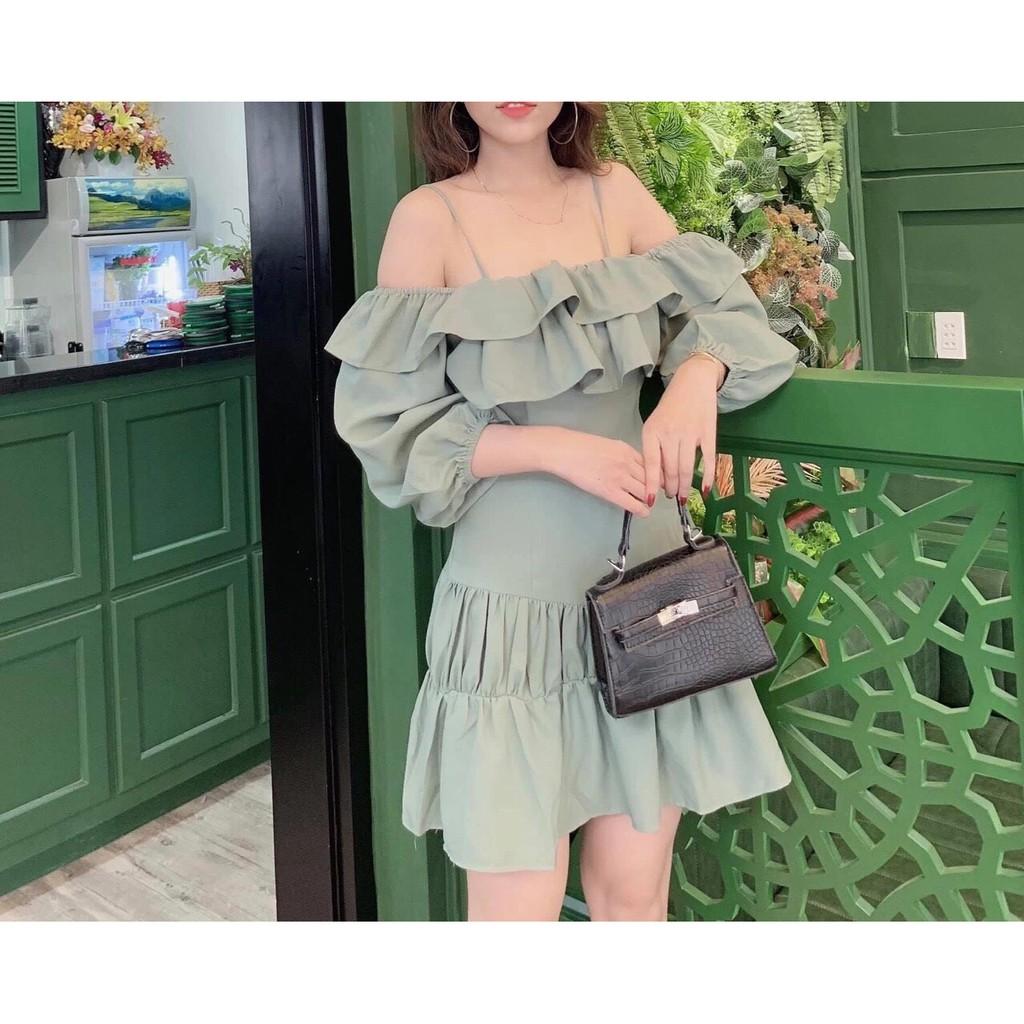 Đầm váy tay bèo trễ vai xinh xắn đa sắc màu cho quý cô dạo phố, dự tiệc