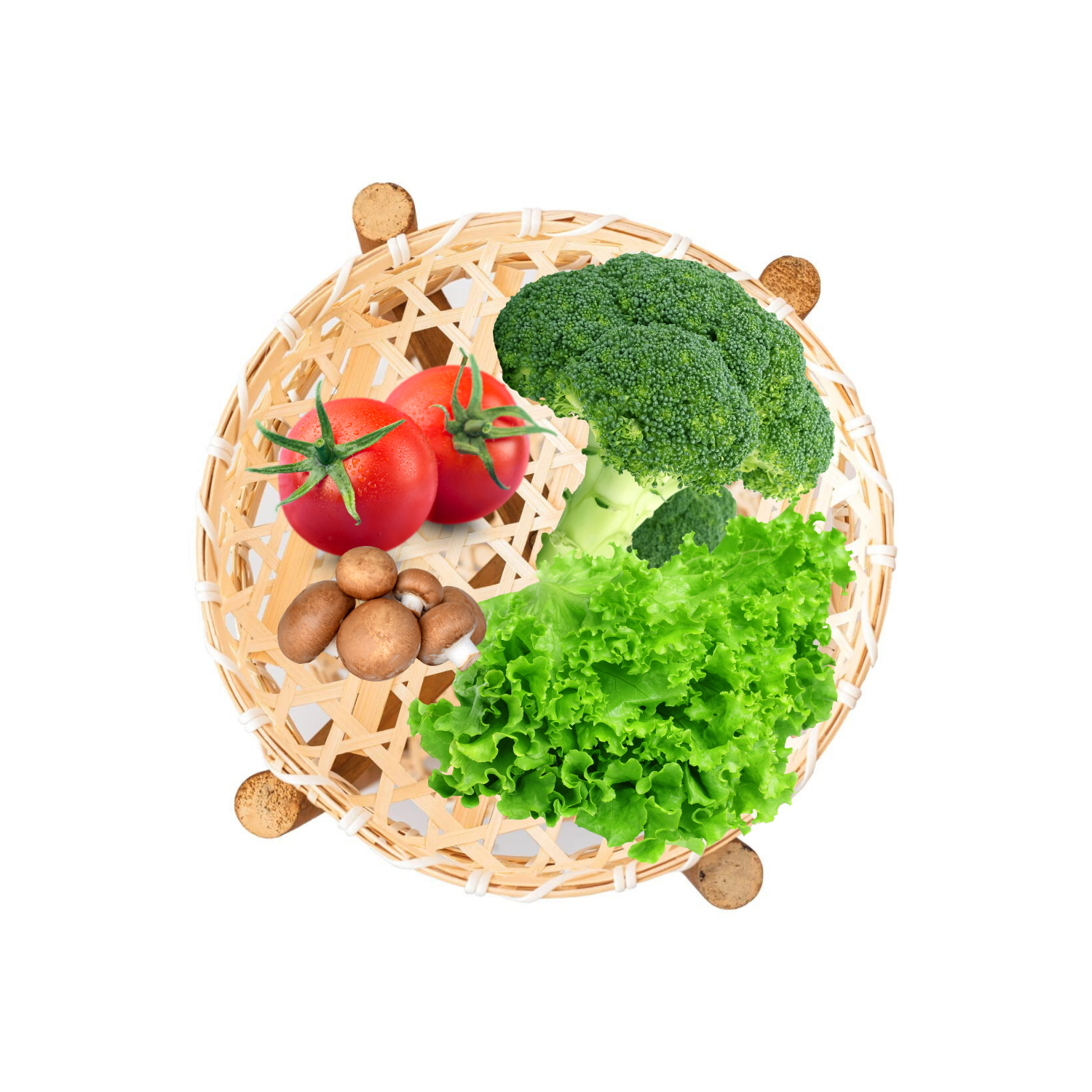 Bộ rổ tre đan tròn 2 tầng